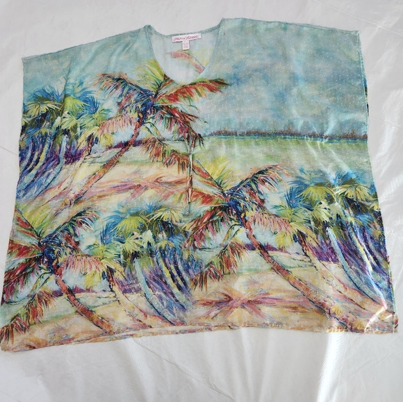 Leoma Lovegrove Size Large Tropical Print Women's Cover Up With Front Tie - Picture 3 of 4
